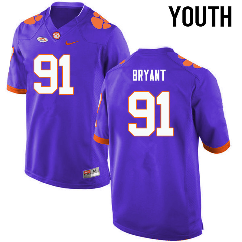 Youth Clemson Tigers #91 Austin Bryant College Football Jerseys-Purple - Click Image to Close
